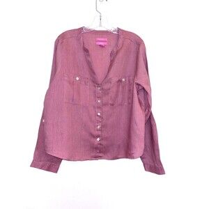 Isaac Mizrahi Linen Blouse Dusty Rose Size Large